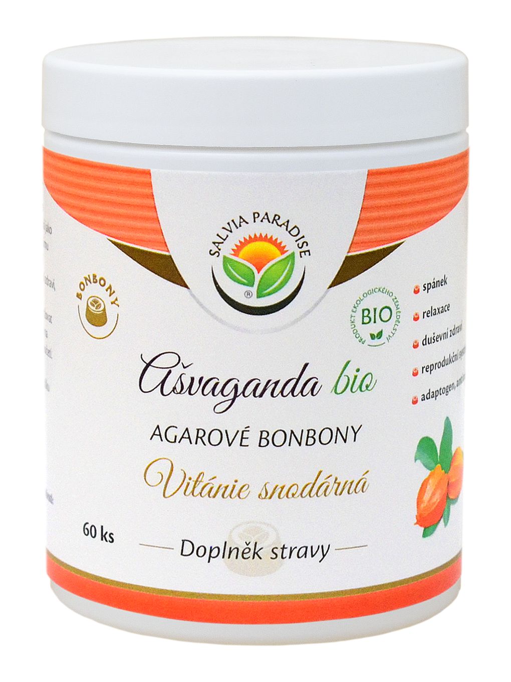 Ašvaganda - vitánie agarové bonbony BIO 60 ks