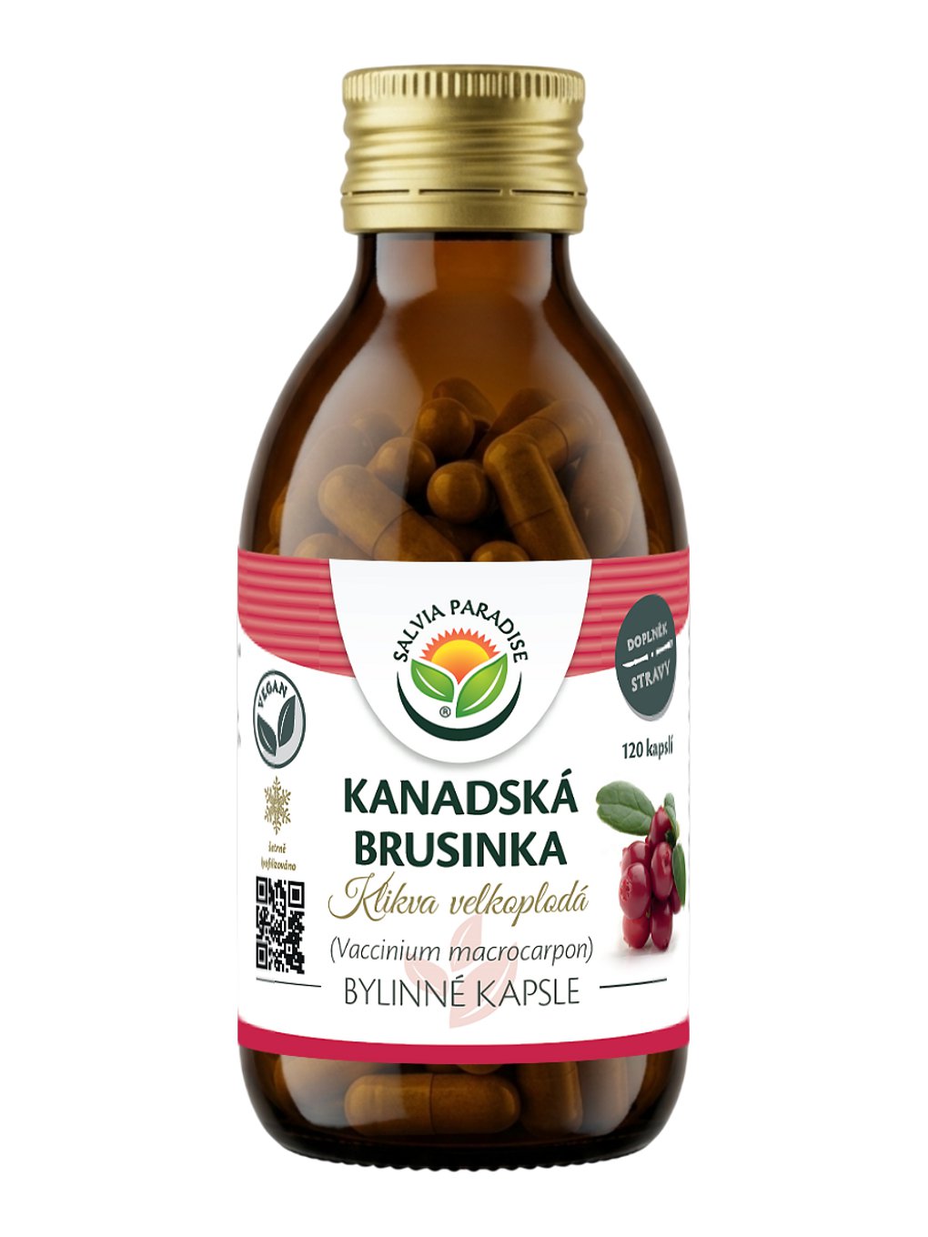 Kanadská brusinka sušená mrazem - lyofilizovaná kapsle 120 ks