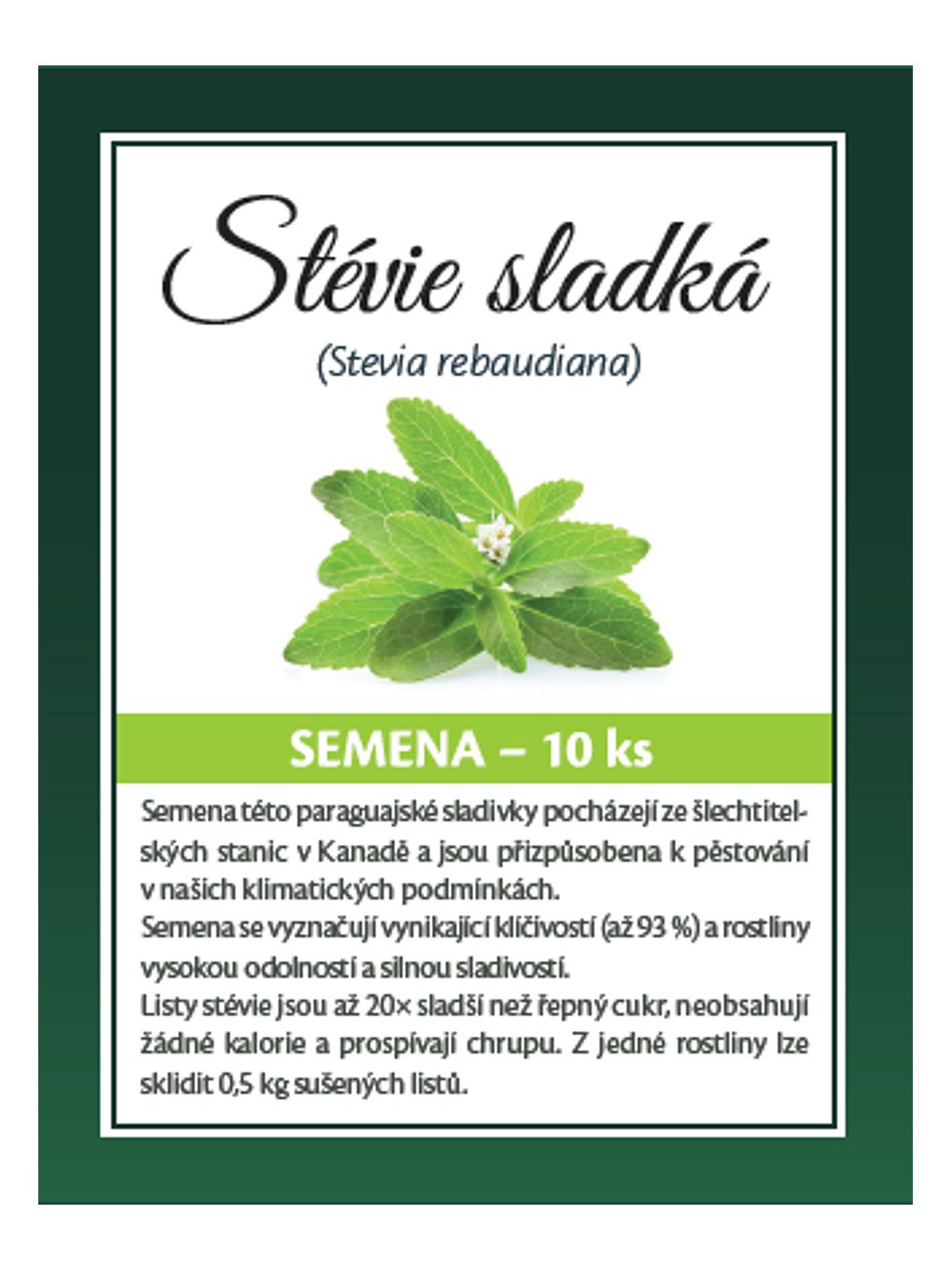 Stévie sladká semena 10 Ks