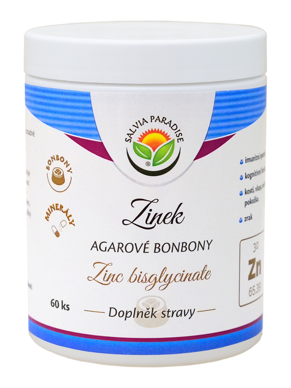 Zinek – Zinc bisglycinate agarové bonbony 60 ks