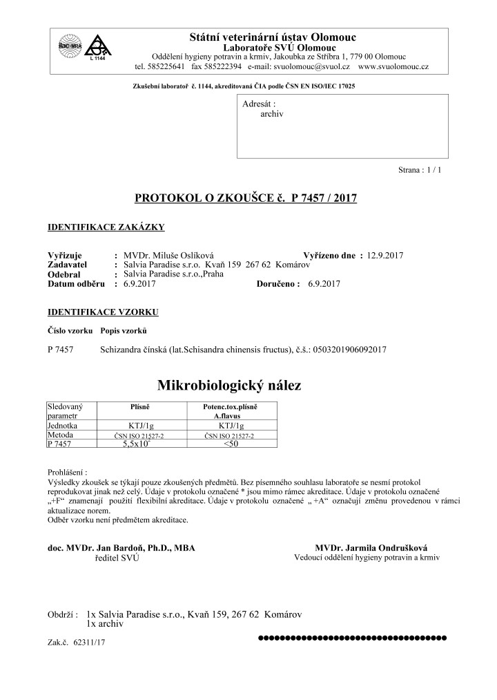 Schizandra Dongbei testování 1 stránka